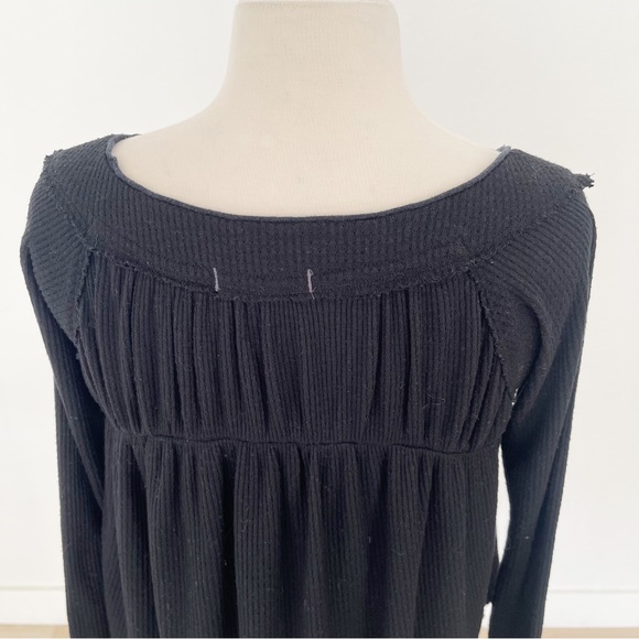 Free People Must Have Henley Top Long Sleeves Waffle Knit in Black | XS - Picture 8 of 11